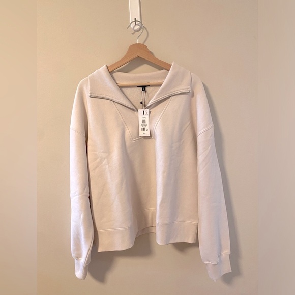 Dynamite Half Zip Fleece Sweatshirt in Beige - Picture 2 of 5